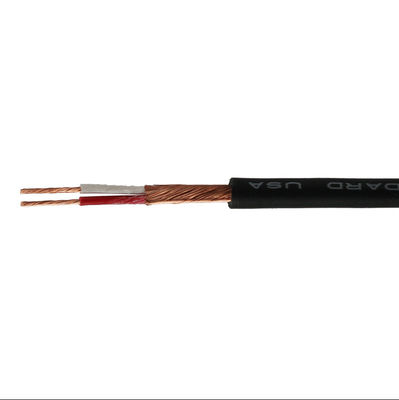 Черный кабель микрофона оболочки 2Core PVC экрана профессиональный малошумный