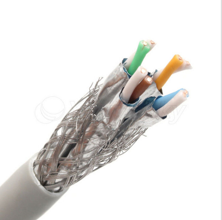 Кабель изоляции SFTP Cat6a PVC HDPE проводника фольги Al 0.58mm, кабель локальных сетей Cat6a